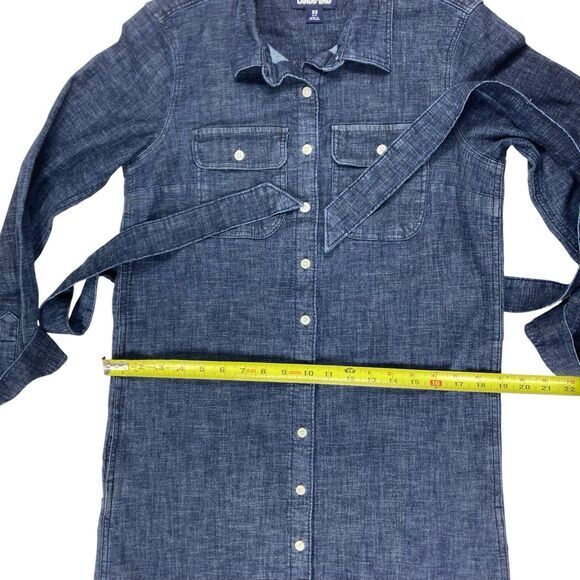 Lands End Denim Dress Womens XS Blue Belted Pockets Comfy Western‎ Core Stretchy - Picture 11 of 16